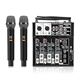 【Dual Wireless Microphones with Independent Control】 This 4-channel mixer comes with two premium wireless microphones, independently controlled on channels 1 and 2 for ultimate flexibility. Boasting 15 adjustable frequencies and an stable 91m range, ...
