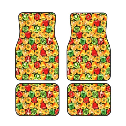 Alfombrillas de coche para viajes familiares y diario juego de 4 de neopreno pimiento acuarela