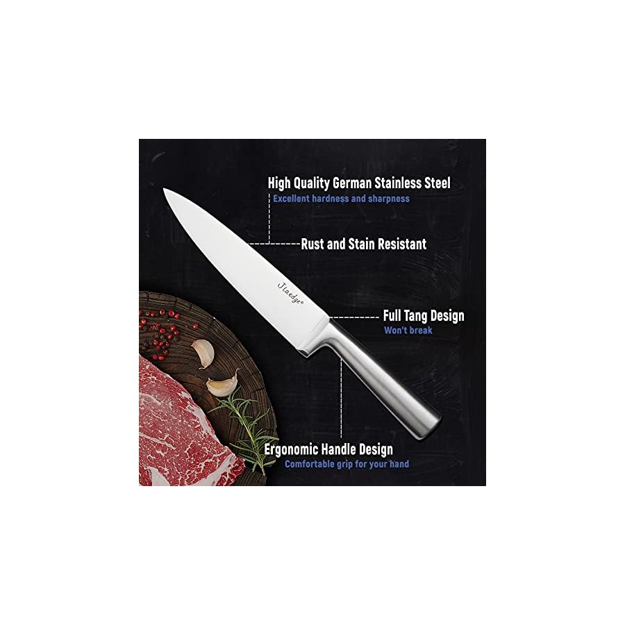 Knife Set, Jiaedae 15 Pieces Stainless Steel Knife Block Set with Acrylic Stand, Knife Sets for Kitchen with Block, Knife Set with Clear Block, Dishwasher Safe, Silver