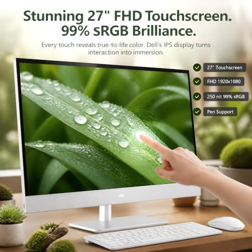Image of Dell 27 Inch All in One Desktop Computer Touchscreen, 32GB DDR5, 1TB SSD | Intel Core Ultra 7 355, 27 inch FHD Display, Wi-Fi 7, BT6.0, Intel Graphics, Business All-in-One PC, Windows 11 Pro, EC27260