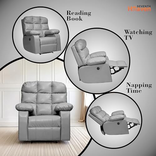 Image of Lumina 1 Seater Motorised Recliner | Single Sofa Chair for Living Room Comfort | Ergonomic Design (Leatherette - Grey)