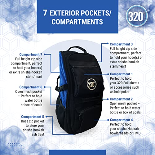 320º Shisha Tasche Gross mit 14 Fächern - Premium Shisha Rucksack - Reise Shisha Tragetasche Aufbewahrung Unterwegs… – Bild 3