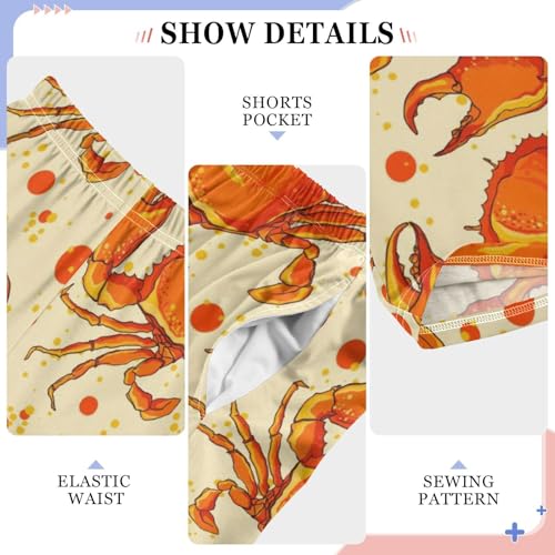 ZZXXB Retro Crab Polka Dot Boys Long Pants Soft Trousers Elastic Waist Kids Lounge Bottoms with Pockets S-XL4