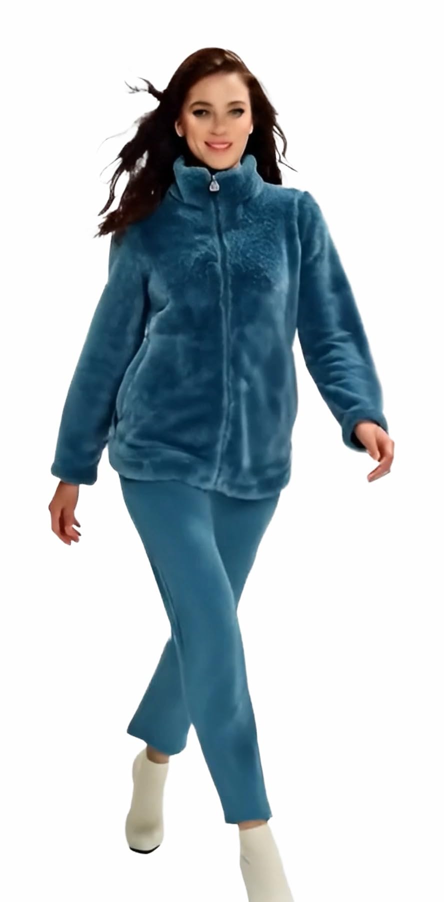 Infiore Pyjama femme polaire effet corail – pyjama femme polaire douce – pyjama femme hiver – pyjama femme corail – pyjama femme molletonné boutons