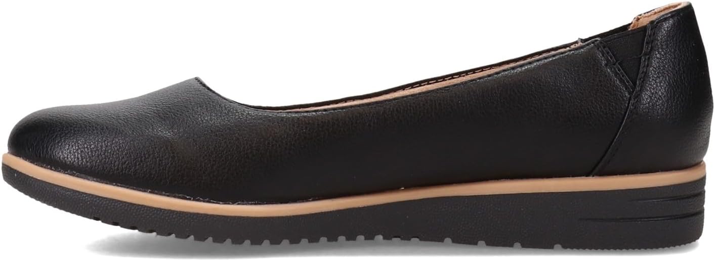 SOUL Naturalizer Womens Idea Ballet Flat Cushioned Slip On Shoe, Black Smooth, 8.5 M