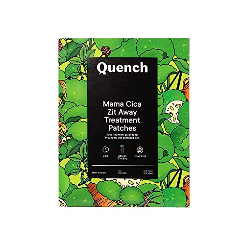 Quench Botanics Mama Cica Zit Away Treatment Patches | Spot Treatment Patches for Breakouts and Damaged Skin | with Cica, Korean Ginseng, Lotus Root | Korean Skin Care(24 patches)