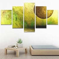 SIGNWIN 5 Panel Canvas Wall Art Modern Art Astronomy & Space Dramatic Moon Multicolor Photography Rustic for Home Decorations Ready to Hang - 60