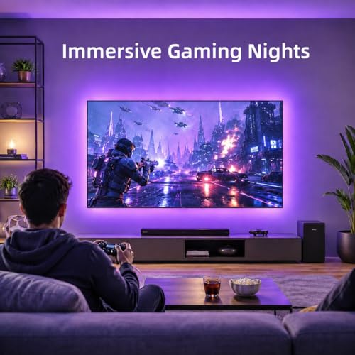 Image of MORIACC LED Lights for TV, 13.1ft Behind TV Backlight for 32-65 Inch TV, Music Sync Strip Lights with APP and Remote Control, USB Powered for Gaming Bedroom Home Decor
