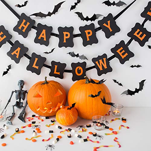 Bats Wall Decor, 88 Pcs DIY 3D Bats Halloween Decorations, 4 Different Sizes PVC Bat Stickers for Home Decor/Indoor Party Decorations, Double-Sided Adhesive Included