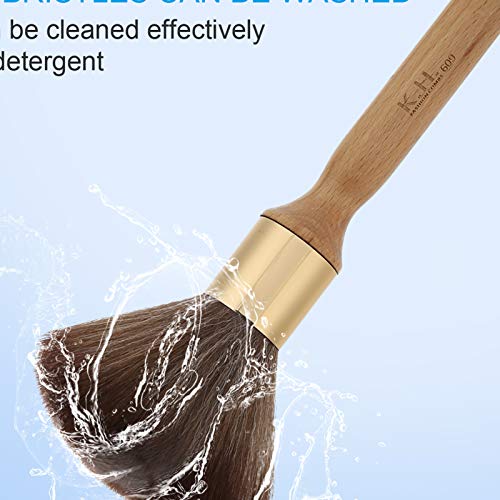 Barbier Hals Duster Brush, Weiche Kehrbürste für Kaputtes Haar Friseur Reinigungsbürste für Kaputtes Haar Hair Sweep Friseurwerkzeug für Salon oder Hausgebrauch(Holzfarbe)