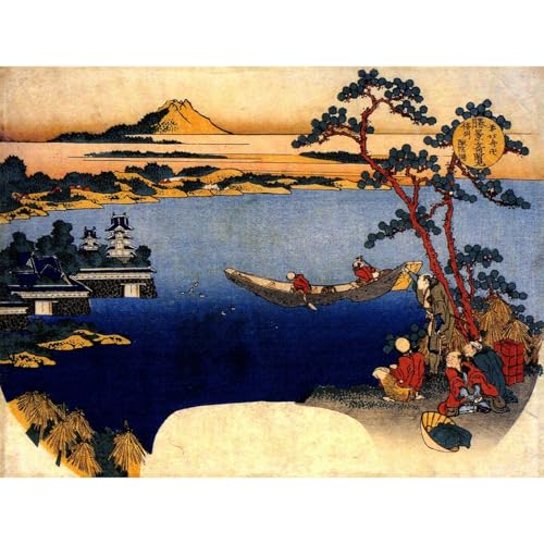 Toile Hokusai Vue du lac Suwa 76x101 cm pour une decoration murale japonaise