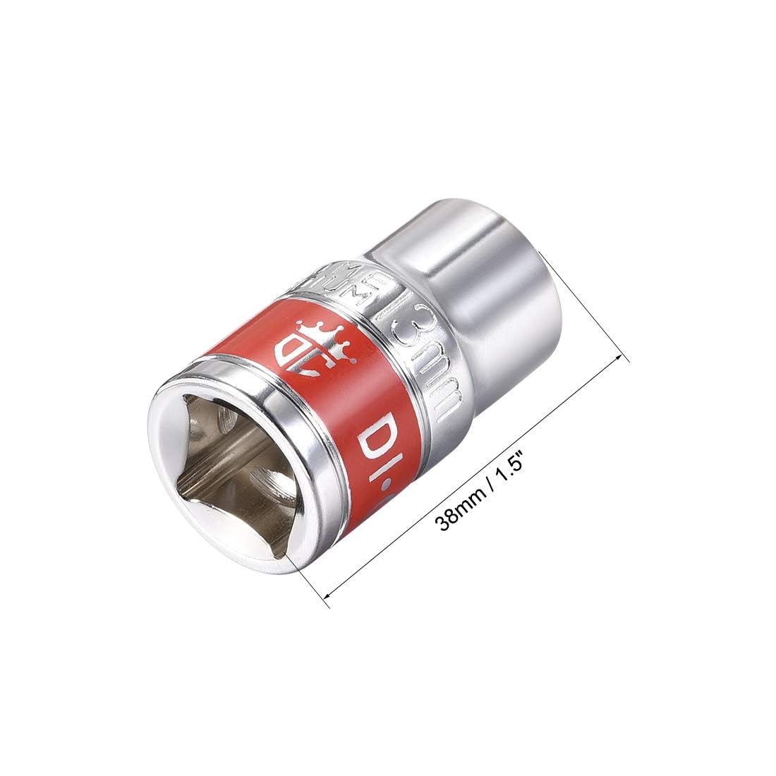 TOP-VIGOR 2Pcs 1/2-Inch Drive by 13mm Shallow Socket with Red Band, Cr-V Drive Socket, 6-Point, Metric for Auto Repairing and Household - Image 2