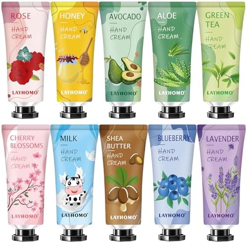 DBEAUTYM 10 Pack Hand Cream Gifts Set,Mothers Day Gifts,Teacher Appreciation Gifts,Nurses Week Gifts Party Gifts,Natural Fragrance Travel Size Lotion Shea Butter Hand Cream for Dry Hands