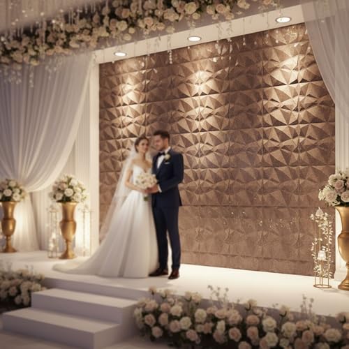 Image of Kayra Decor PVC Wall Panel - PVC Diamond Design, Magnum Brown Color 19.7 inch X 19.7 inch (Pack of 12) - Covers 32.34 Sq. Ft.