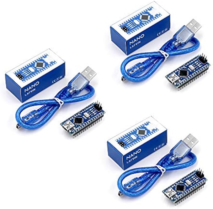 Nano V3.0, Nano Board ATmega328P 5V 16M Micro-Controller Board Compatible with Arduino IDE (Nano x 3 with USB Cable)