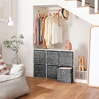 SONGMICS Aufbewahrungsbox, 6er Set, Faltbox, 30 x 30 x 30 cm | Ordnungsboxen aus Vliesstoff, mit Metallöse, für Würfelregal, Tintenschwarz, TINA Kollektion RFB006B01 – Ansicht 4