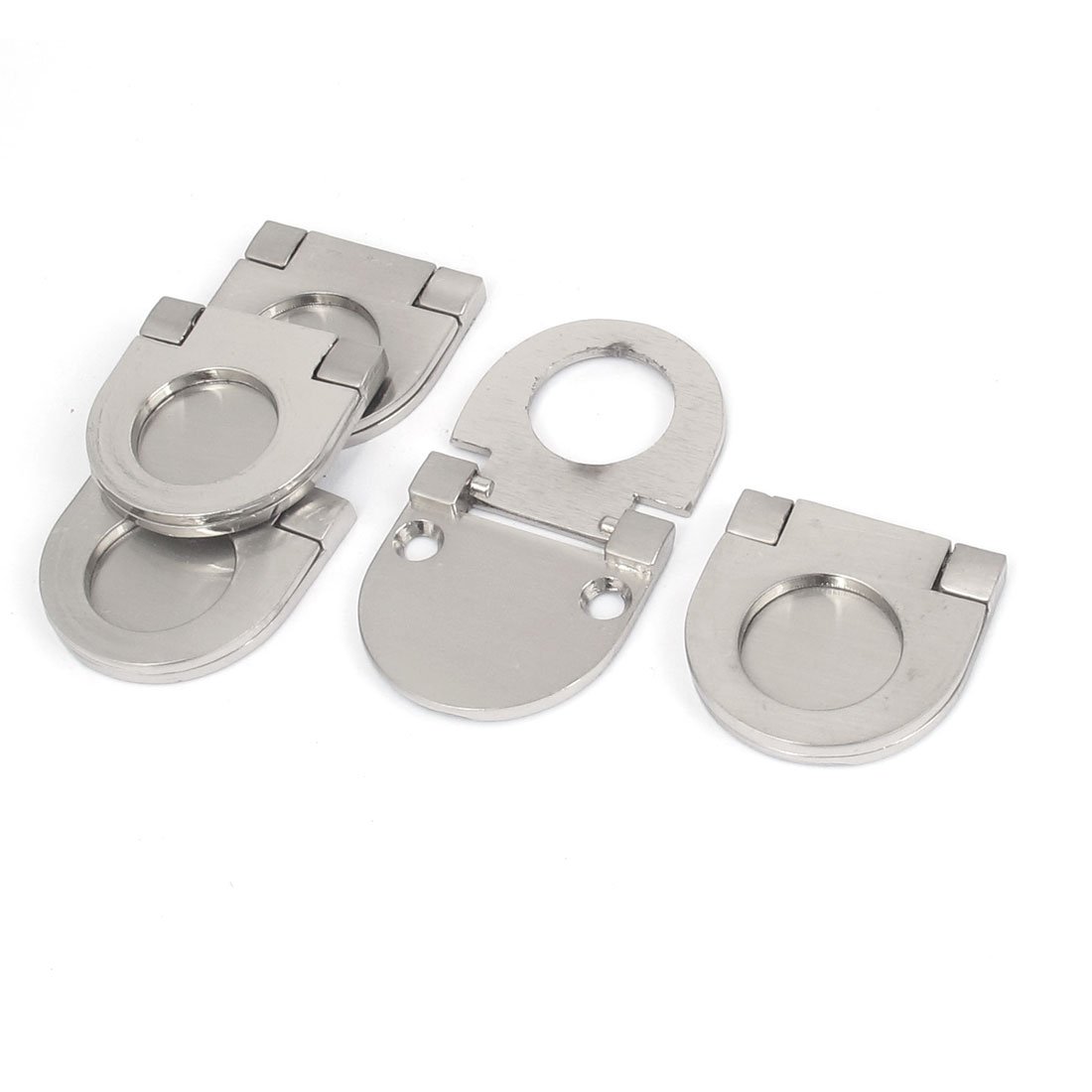 Uxcell Silver Sourcing Map Cupboard Drawer Flush Mount Pull Ring Handle Knob Tone 5Pcs
