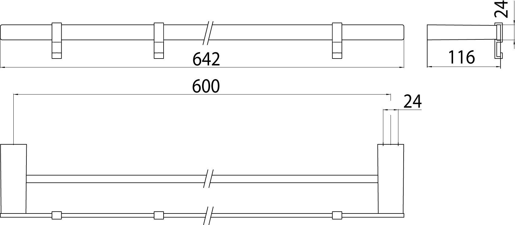 EMCO 456100160 Doppelbadetuchhalter Rondo 2 600 mm, verchromt