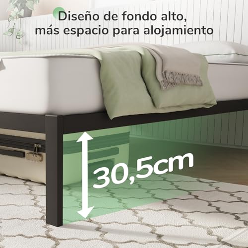 Miniatura 4 de Novilla Somier 180 x 200 con láminas de chopo, Altura 30 cm, Estructura de Cama 180x200 cm, con somier de láminas, Marco de Cama de Metal, para Adultos, niños y Adolescentes, fácil Montaje, Negro