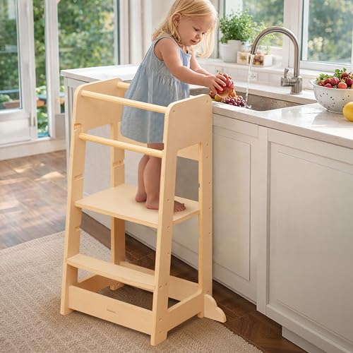 Pillowhale Standing Tower for Toddlers- Adjustable Height with 360° Safety