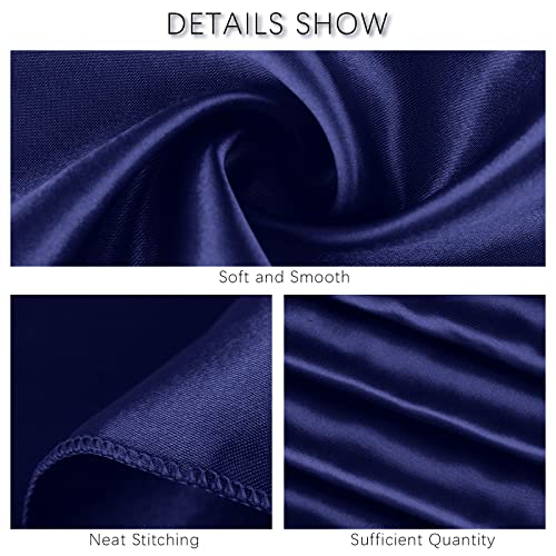 Mceast 8 Pieces Satin Placemats Double Layer Placemats Bright Silk Table Placemats Smooth Fabric Table Mats For Wedding, Banquet Party Decoration, Navy Blue, 19 X 14 Inches #TOP2