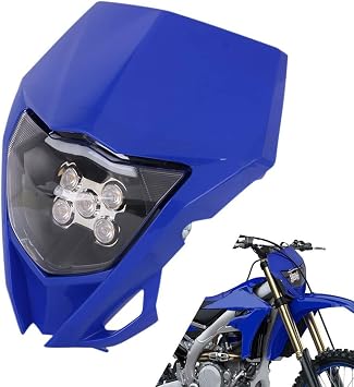 AnXin Dirt Bike Headlight,Motorcycle LED Head Light Universal for YZ125 YZ250 TTR230 YZ250F YZ450F DRZ400 WR250F WR450F Most Dirt Pit Bike Supermoto Enduro Motocross Blue