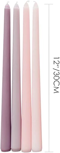 Miniatura 3 de Juego de 4 velas cónicas de 12 pulgadas de alto, color morado, rosa, degradado, palitos de vela sin perfume de 34 pulgadas de diámetro, vela para