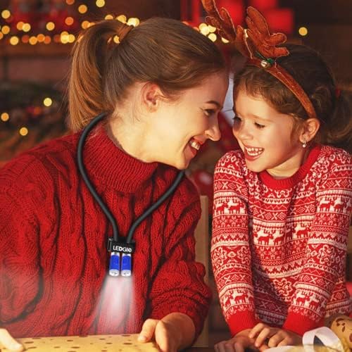 LEDGLE Neck Book Light LED Reading Lamp Rechargeable, Hands Free, 4 LED Bulbs, 4 Adjustable Brightness, USB Cable Included for Reading in Bed or Reading in Car