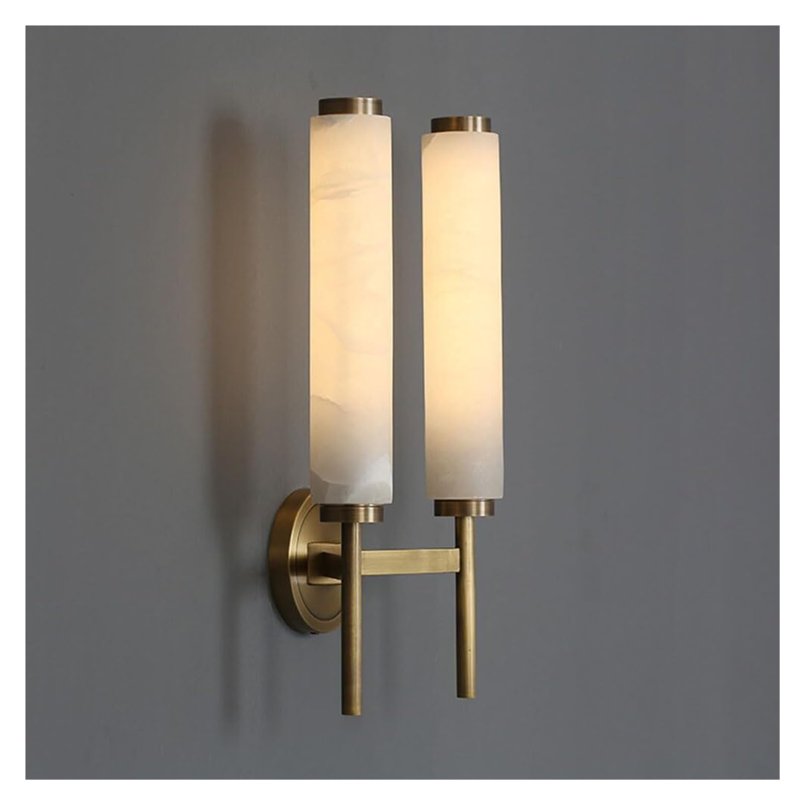 Khukhu 2 Lights Antique Brass Modern Marble Wall Sconces For Bedroom Indoor Long Linear Wall Light Bar Alabaster Wall Sconce 2-Lights Bathroom Vanity Wall Lamp Fixture For Living Room Hallway(2 Lights)