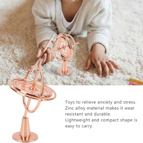 Image of Gyroscope, Premium Metal Stress Relief Gyroscope Toy, Floating Physics Toy for Adults and Kids, Desktop Gyroscopes in Rose Gold