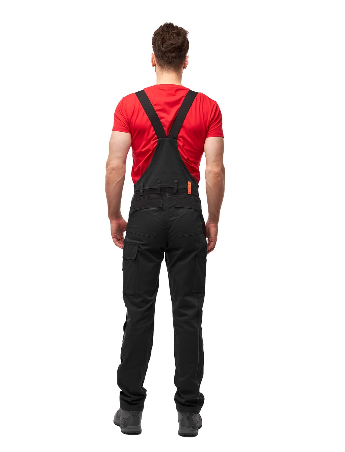 strongAnt Pantalón de trabajo para hombres, pantalón con tirantes de estiramiento, pantalón de trabajo con bolsillos para rodilleras, negro, gris, blanco