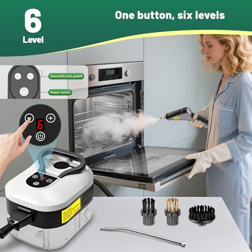 Image of 2500W Handheld Steam Cleaner, 15s Fast Heat-Up High Temp Pressurized Steamer, 1.2L Large Tank, Portable Steam Cleaning Machine for Home, Kitchen, Bathroom, Car, Grout & Furniture (White)