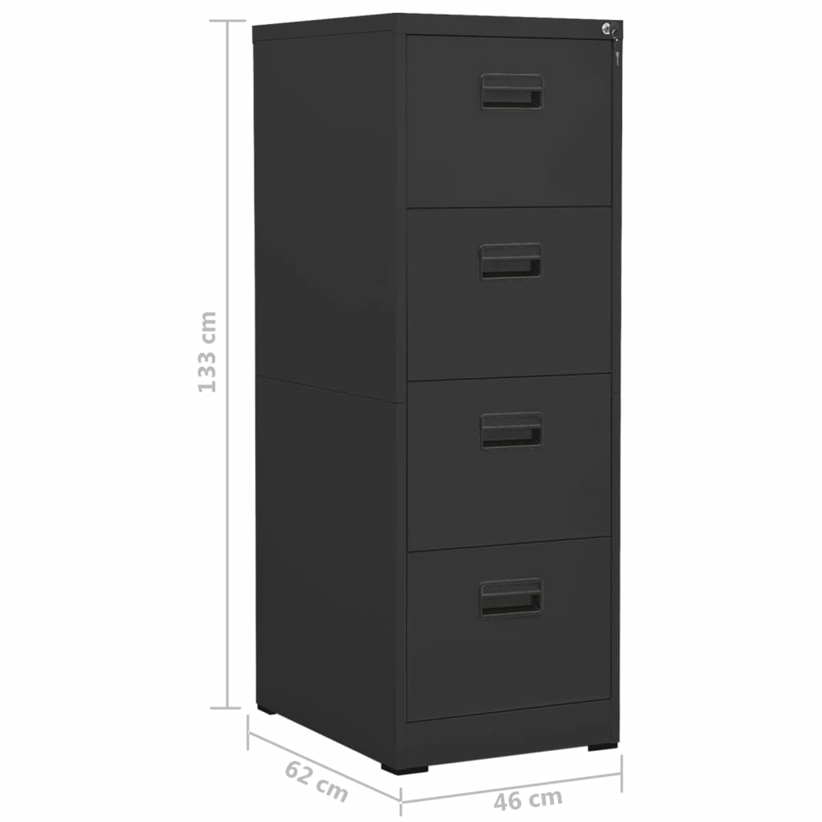 Tidyard Arrmadio,Classificatore,Cassettiera,Schedario,Archvio,per Documeenti,per Ufficio,con 4 Cassetti,in Metallo,46x62x133 cm,Cassetti Arredo Studio,Schedario con Casseti,Antracite