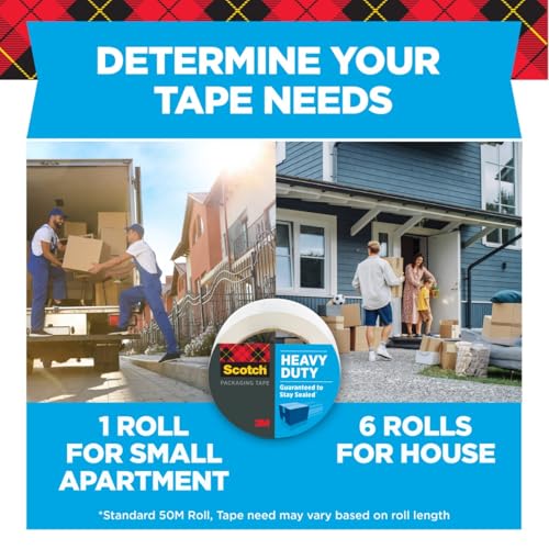 Image of Scotch Heavy Duty Shipping Packaging Tape 3850, Clear, 1.88 in x 54.6 yd (48 mm x 50 m), 2 Pack (2 Rolls), 3.0 Mil Box Sealing Tape