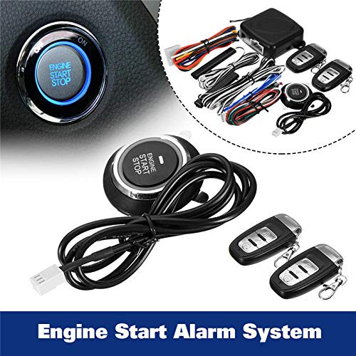 12V Car Alarm Security System Push To Start Smart Key Pke Car Security Alarm Induction Passive Keyless Entry Engine Start Stop Push Button Remote Starter Sensor Alarm Kit With 2 Smart Key Kqs-Q6C #TOP6