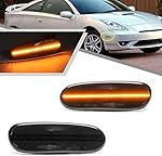 2Pcs Full Amber LED Side Marker Lights for Toyota Supra JZA80 MR2 Spyder ZZW30 Celica ZZT230 Front Turn Signal Sidemarker Lamp OEM Replacement Smoked Lens