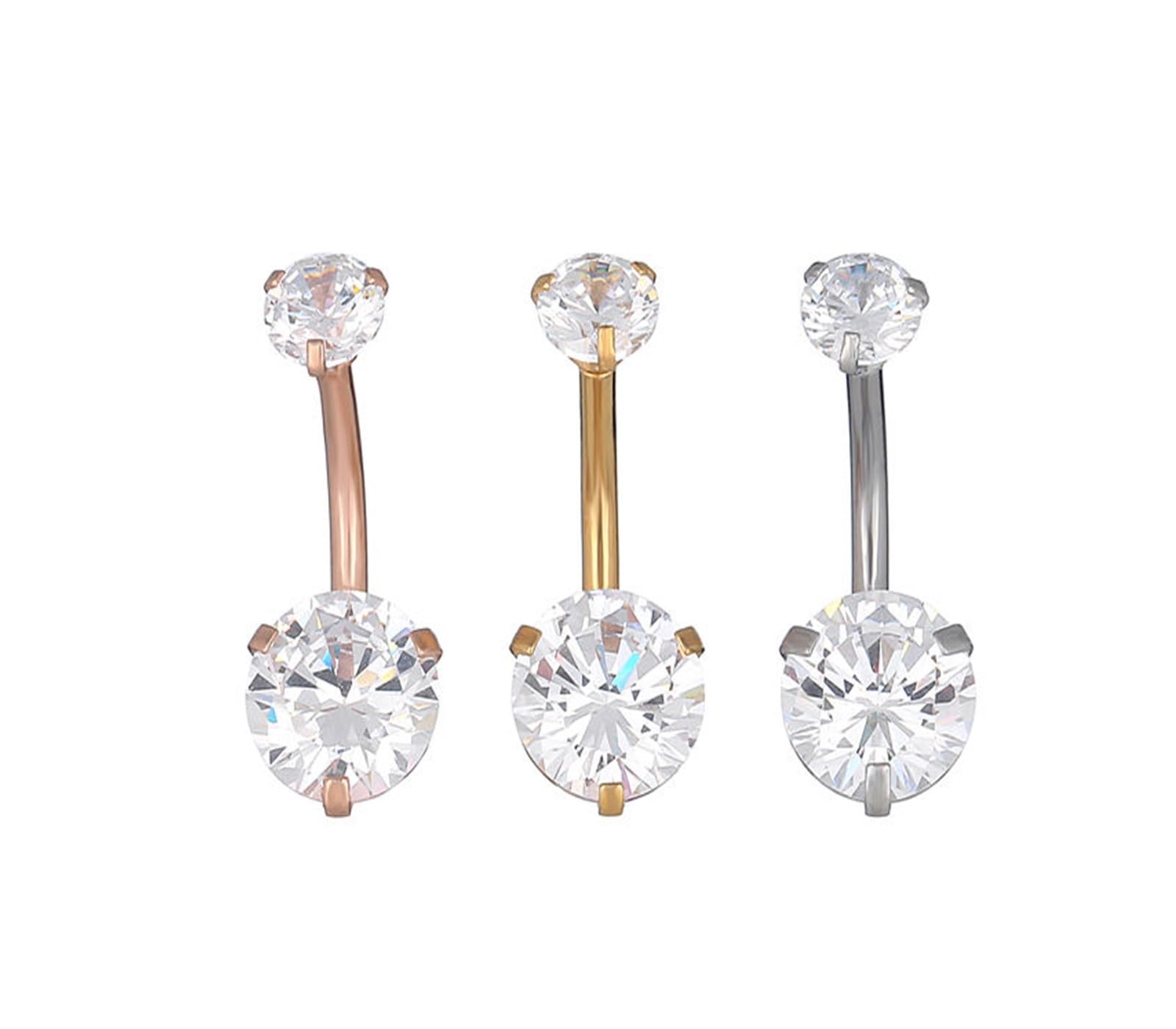 50 pièces acier chirurgical Double nombril anneau de ventre bouton barre fileté à l'intérieur nombril anneaux corps Piercing bijoux éclat wanglan