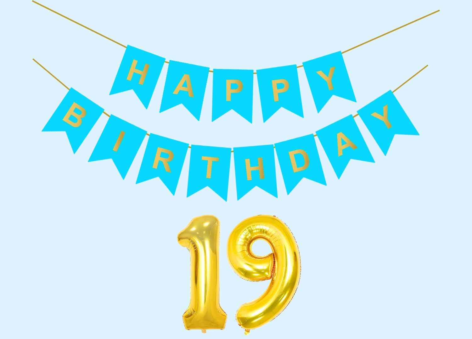 Banner With 19 Number · Sky Blue