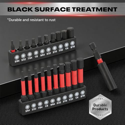 Image of Serplex 21pcs Allen Wrench Drill Bits, S2 Steel 1 /4 inch Hex Bit Set, CNC Tip Screwdriver Bits, Drill Bit, Impact Hex Bits Set for Electronic Devices Disassembly-Red
