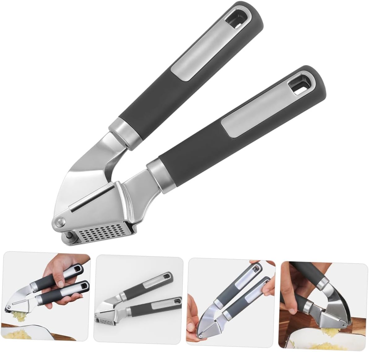 Manual Stainless Steel Garlic Press Tool Home Kitchen Garlic Puree Maker and Mincer for Cooking and Food Preparation