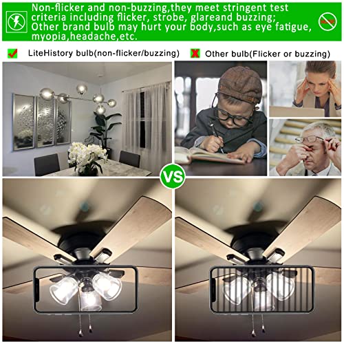 Image of LiteHistory A15 Bulb,E26 led Bulb 60 watt,Neutral White 4000K,Non-Dimmable | 6w=60 watt Light Bulbs,600lm,AC120V,ETL,No flicker,Edison Light Bulbs,E26 Light Bulb for Ceiling Fan,Wall sconces,Desk,6Pack