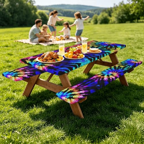 Funda de mesa con estampado de teñido anudado para picnic 8
