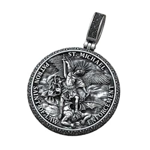Ssjewel Evil Protection Necklace Pendant Archangel Michael Patron Saint Of Law Enforcement Men Necklace Pendant Charm Oxidized 925 Sterling Silver