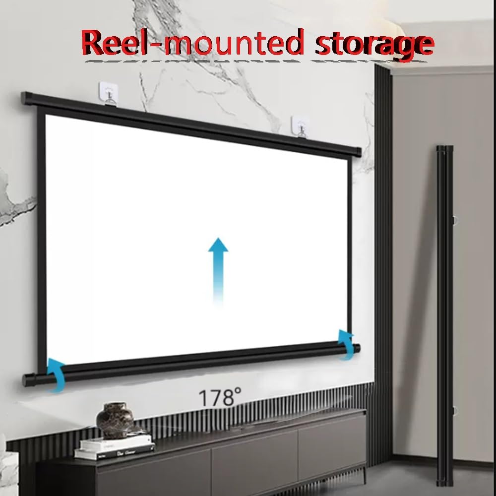 Schermo Per Proiettore 60 Pollici 16:9 Telo Proiettore Schermo Film Home Theater Schermo Da Proiezione HD Telo Di Proiezione Avvolgibile Manuale Per Interni Ed Esterni - Montaggio A Muro(60"(4