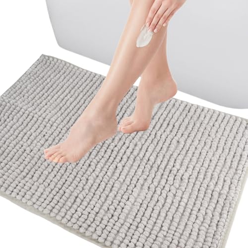 Tapis Salle de Bain en Microfibre Chenille Douce, Tapis Salle de Bain Absorbant Chenille, tapis de Douche chenille 40x60 cm, Absorbant l'eau, Lavable en...