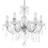 LITECRAFT Marie Therese Chandelier Ceiling Light Crystal Effect 5 Arm - (Polished Chrome)
