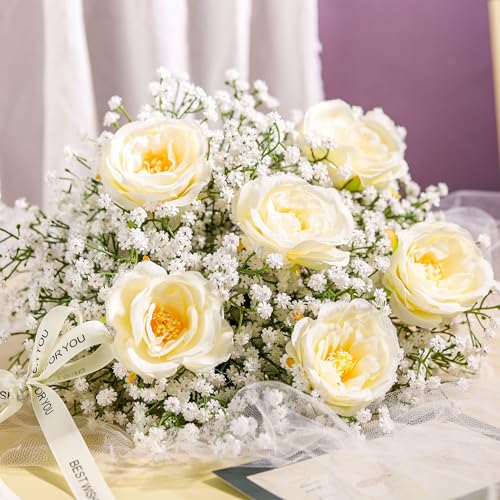 Der Rose 12Pcs Babys Breath Artificial Flowers White Fake Babies Breath Gypsophila Bulk Real Touch Faux Baby's Breath Flowers DIY for Wedding Centerpieces Floral Arrangements Home  image 3