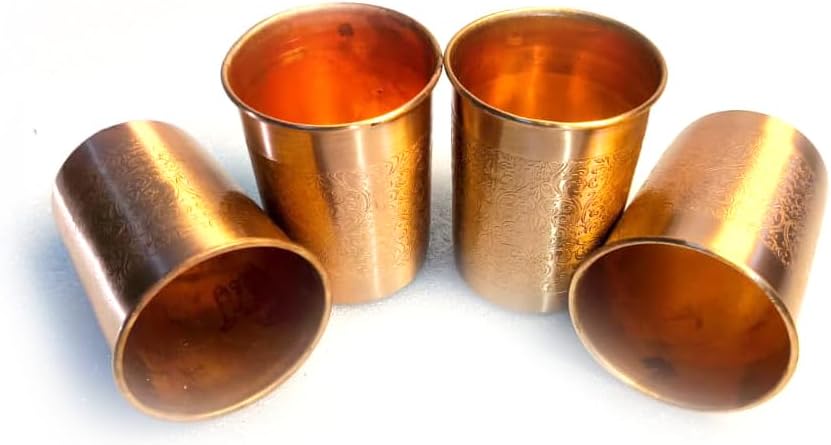 Pure Copper Tumblers for Storing and Drinking Water for Ayurvedic Ayurveda Health Benefits | Copper Water Drinking Glass | 350 ml (11.8 fl. oz. (2) - Image 4