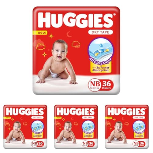 Image of Huggies Complete Comfort Dry Tape Newborn - (NB /XS) Size Baby Tape Diapers, 36 count, with 5 in 1 Comfort (Pack of 4)
