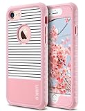ULAK iPhone 8 & 7 Case, Shock-Absorbing Flexible Durability TPU Bumper Case, Durable Anti-Slip,Front and Back Hard PC Defensive Protection Cover for Apple iPhone 7 4.7 inch, Rose Gold Stripes Minimal